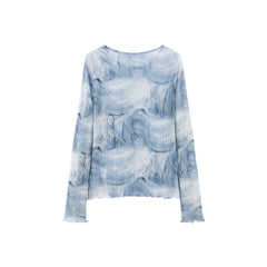 Women's Elephant Pattern Pleated Slim-Fit Top