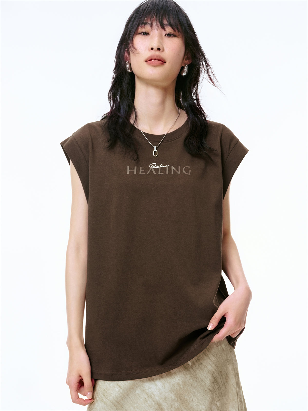 Women's Letter Print Cap Sleeve T-Shirt