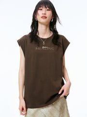 Women's Letter Print Cap Sleeve T-Shirt