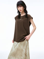 Women's Letter Print Cap Sleeve T-Shirt