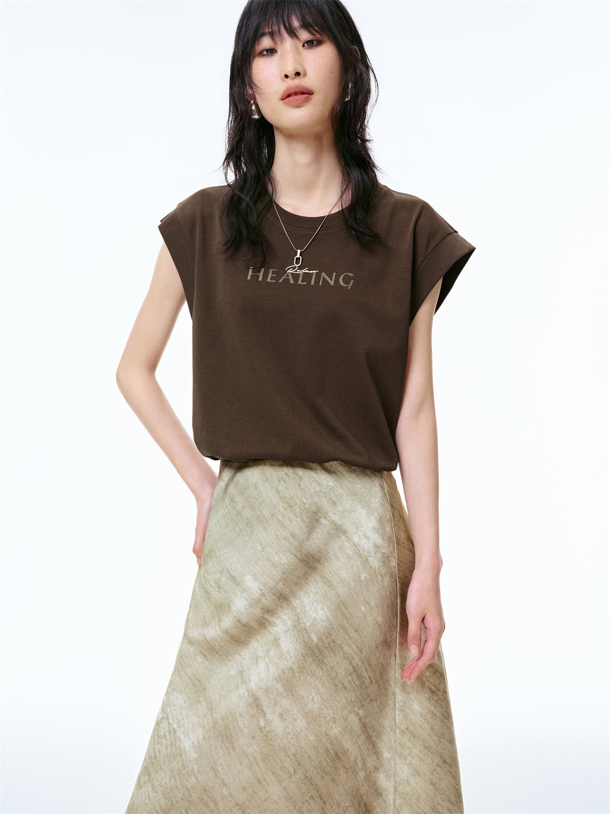 Women's Letter Print Cap Sleeve T-Shirt