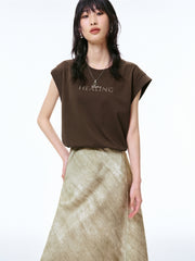 Women's Letter Print Cap Sleeve T-Shirt