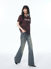 Women's Raised Letter Embroidery T-Shirt