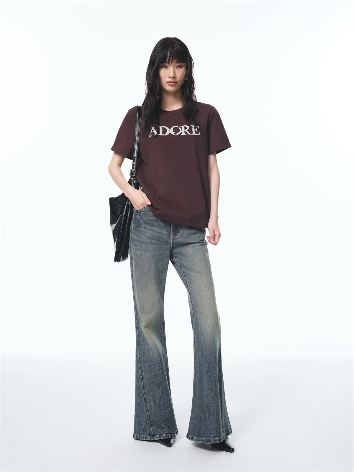 Women's Raised Letter Embroidery T-Shirt