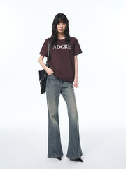 Women's Raised Letter Embroidery T-Shirt