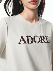 Women's Raised Letter Embroidery T-Shirt
