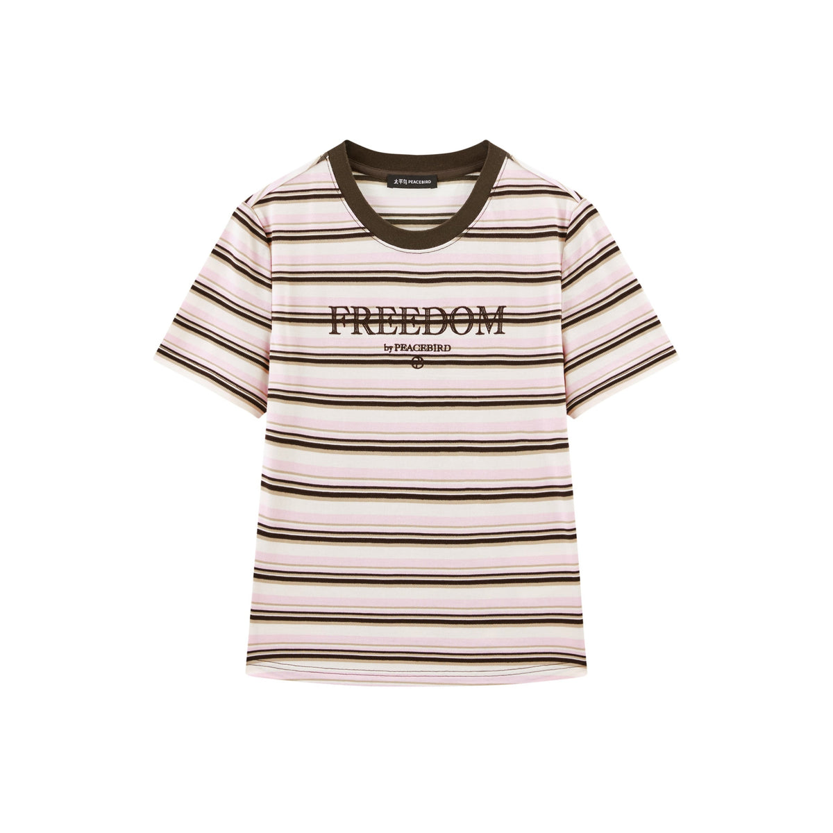Women's Striped Embroidered Short-Sleeve T-Shirt