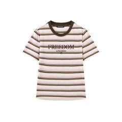 Women's Striped Embroidered Short-Sleeve T-Shirt