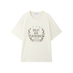 Women Casual Loose Flocked Graphic Tee