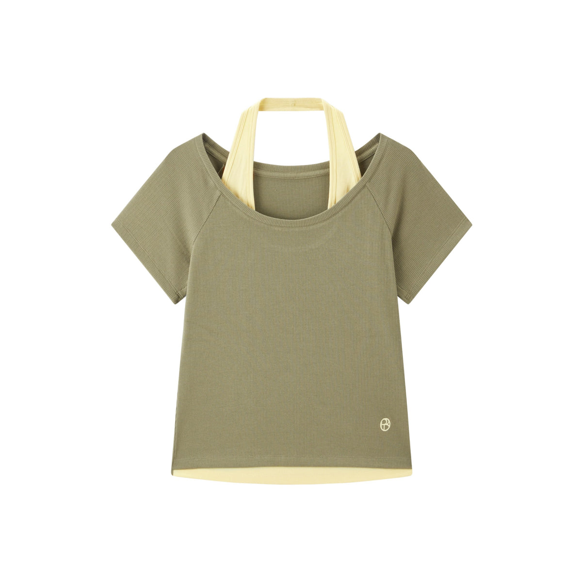 Women's Color-block Halter Mock Two-piece  Top