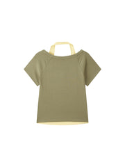 Women's Color-block Halter Mock Two-piece  Top