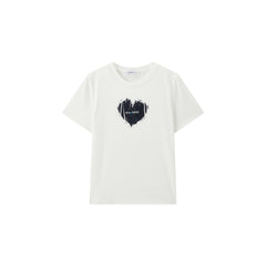 Women's Casual Flocked Heart Short-Sleeve T-Shirt