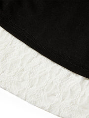 Women's Off-Shoulder Cowl Neck T-Shirt with Lace Trim