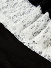 Women's Off-Shoulder Cowl Neck T-Shirt with Lace Trim