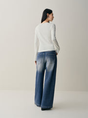 Women's Short Tonal Panel Tencel Long-Sleeve T-Shirt