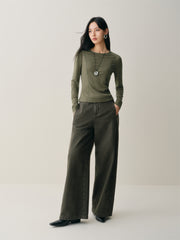 Women's Short Tonal Panel Tencel Long-Sleeve T-Shirt