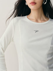 Women's Short Tonal Panel Tencel Long-Sleeve T-Shirt