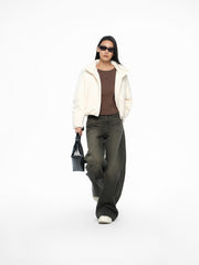 Women's Short Tonal Panel Tencel Long-Sleeve T-Shirt