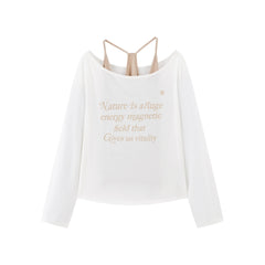 Women's Letter Long Sleeve T-Shirt Two-Piece Set