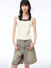 Women's Colorblock Square-Neck Tank Top