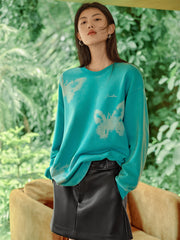 Women's Butterfly Patterned Sweatshirt