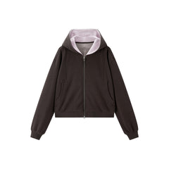 Women's Casual Relaxed Hooded Color-Block Knit Sweatshirt