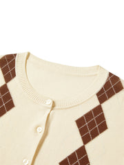 Women's Cable Knit Argyle Cardigan