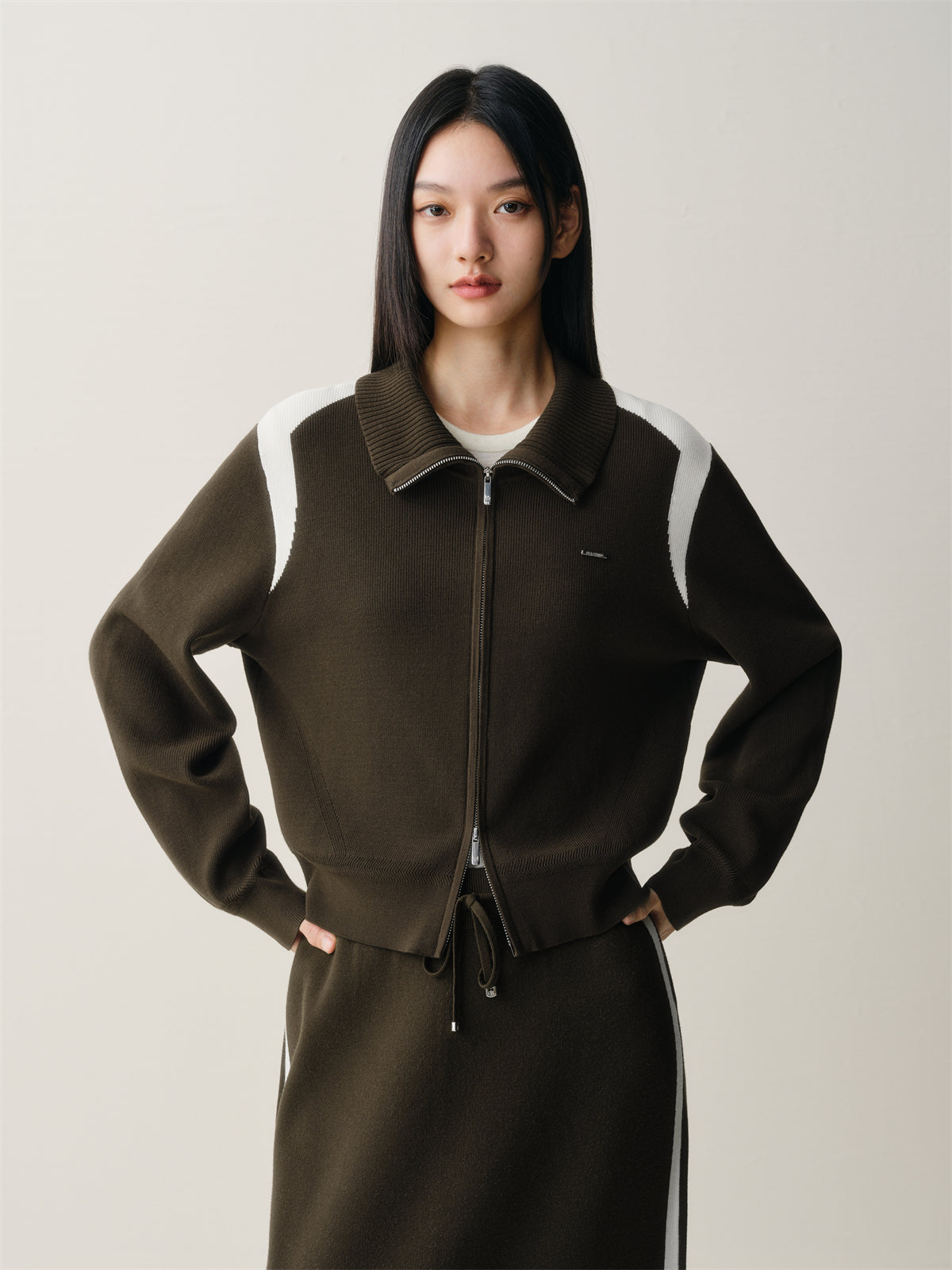 Women's Sporty Contrast Knit Cardigan