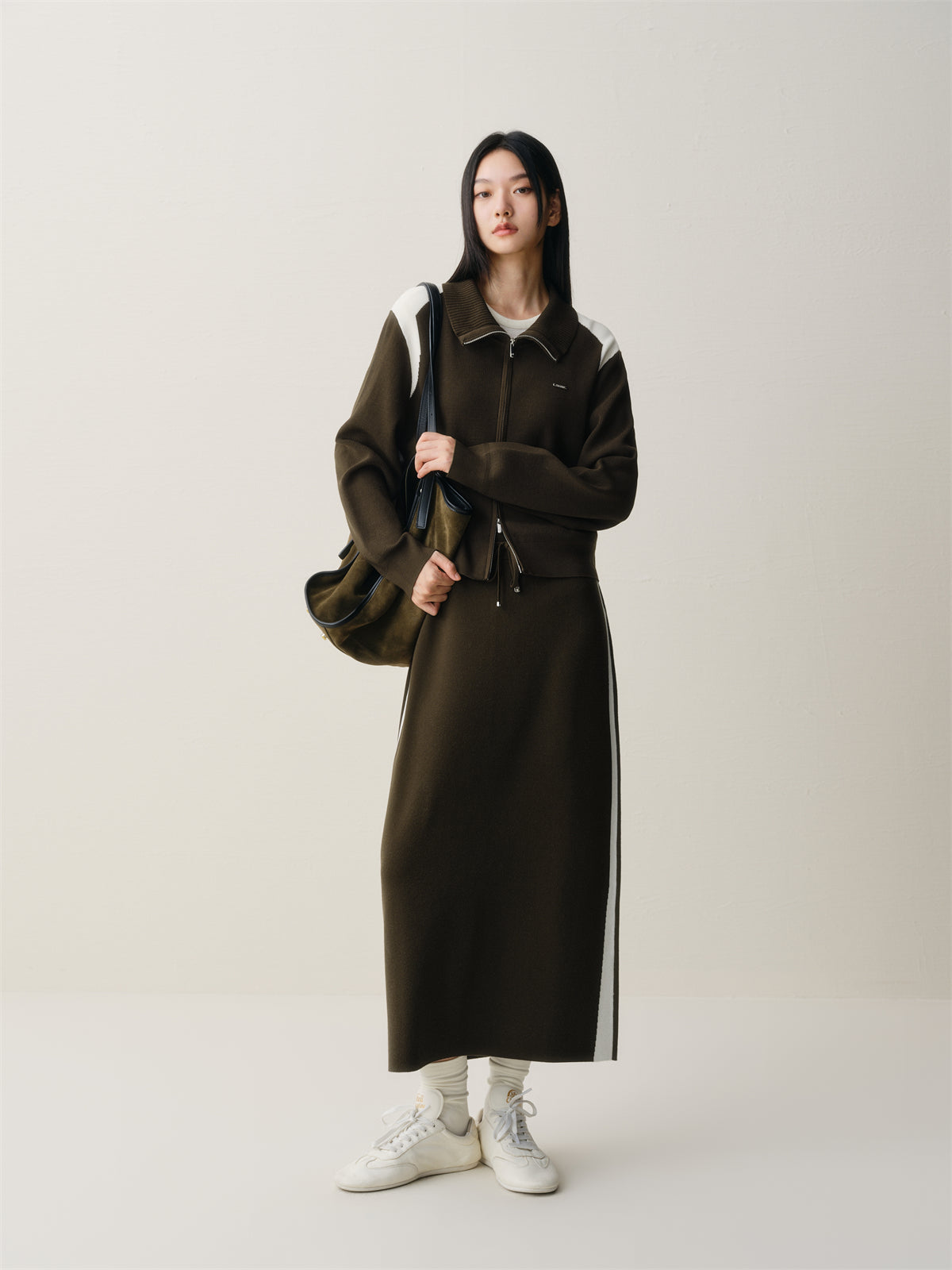 Women's Sporty Contrast Knit Skirt