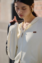 Women's Cropped Dual-Zip Hooded Cardigan