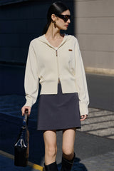 Women's Cropped Dual-Zip Hooded Cardigan