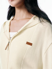 Women's Cropped Dual-Zip Hooded Cardigan