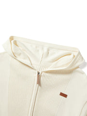Women's Cropped Dual-Zip Hooded Cardigan
