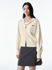 Women's Cropped Dual-Zip Hooded Cardigan