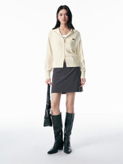 Women's Cropped Dual-Zip Hooded Cardigan