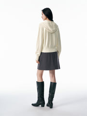 Women's Cropped Dual-Zip Hooded Cardigan