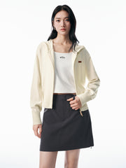 Women's Cropped Dual-Zip Hooded Cardigan