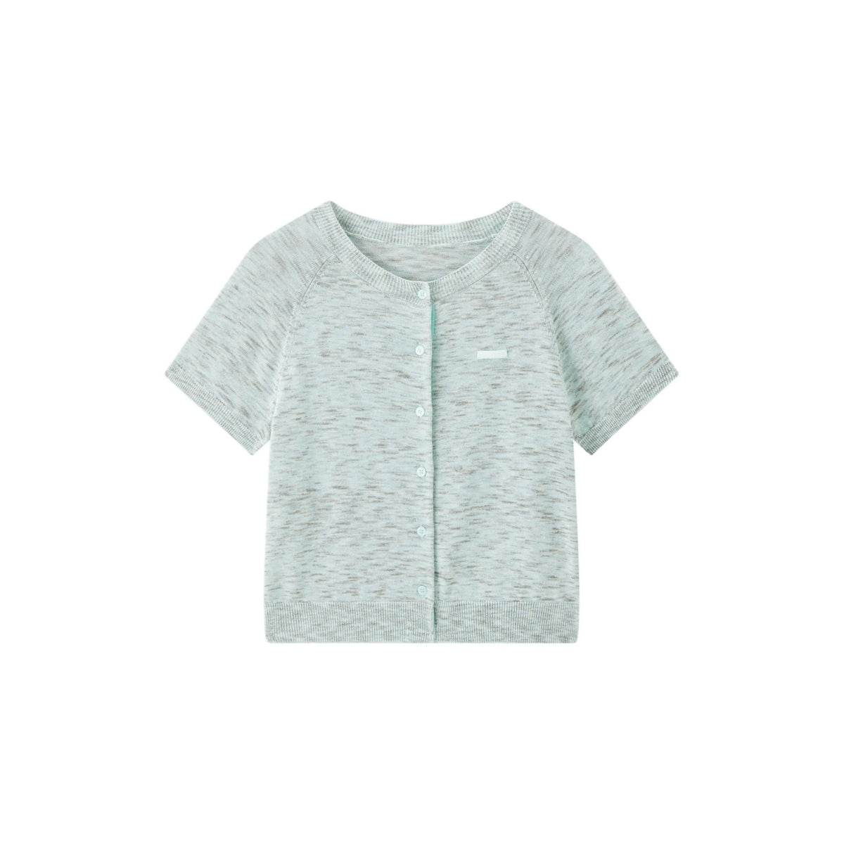 Women's Melange Color-Block Short-Sleeve Knit Cardigan
