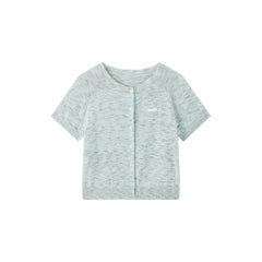 Women's Melange Color-Block Short-Sleeve Knit Cardigan