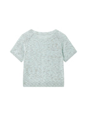 Women's Melange Color-Block Short-Sleeve Knit Cardigan