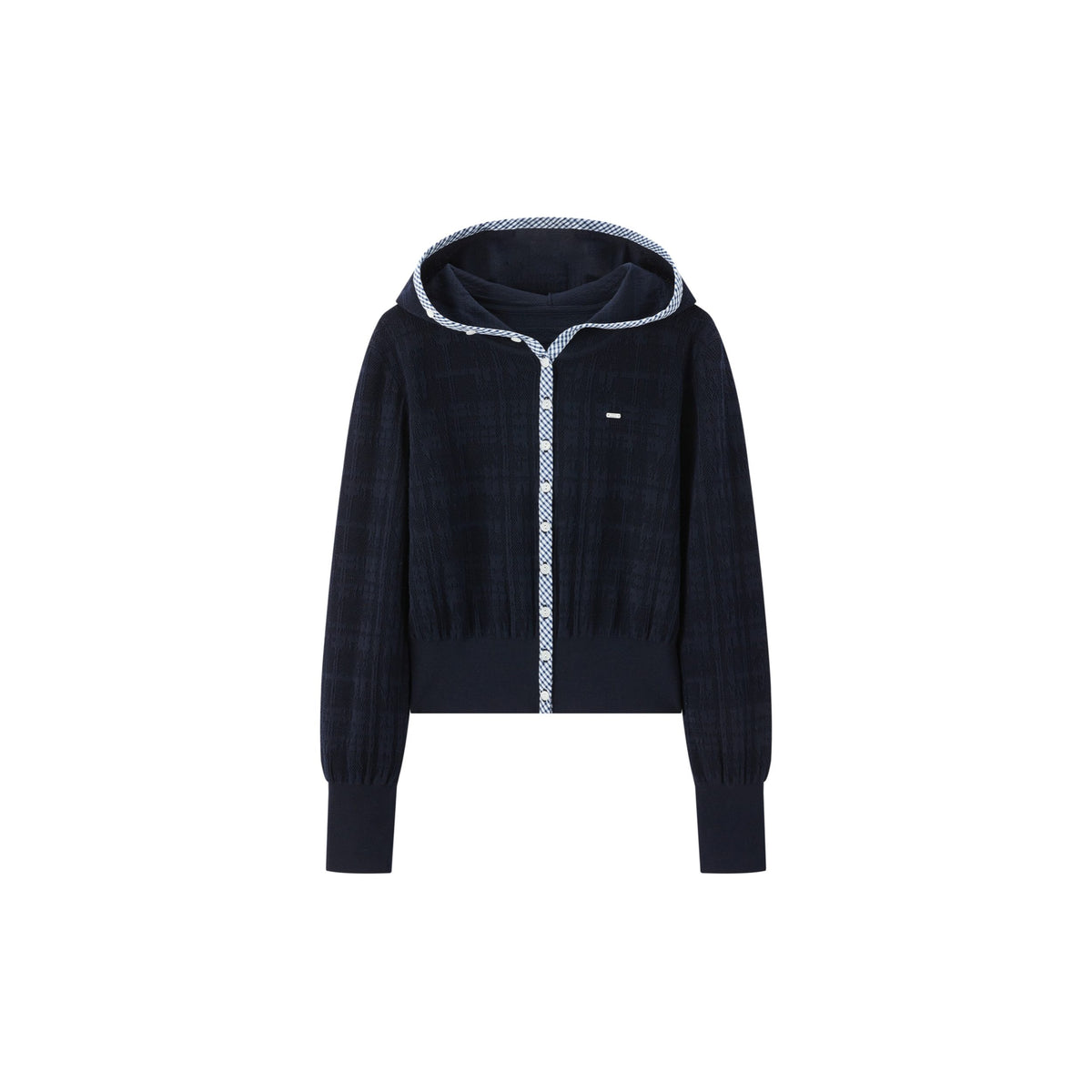 Women's Intellectual Jacquard Hooded Knit Cardigan