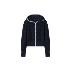 Women's Intellectual Jacquard Hooded Knit Cardigan