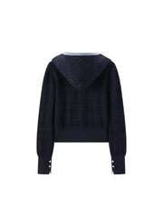 Women's Intellectual Jacquard Hooded Knit Cardigan