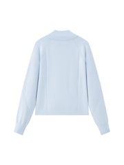 Women's Casual Blue Mock-Neck Double-Zip Knit Cardigan
