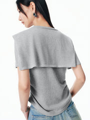 Women's Shirred Knit Top with Chenille Embroidery