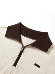 Women's Contrast Collar Jacquard Knit Top