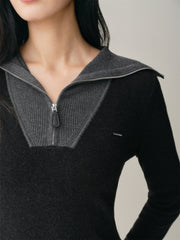Women's Wool-Blend Wide-Lapel Knit Pullover