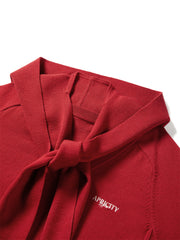 Women's V-Neck Knit Sweater with Detachable Hooded Cape