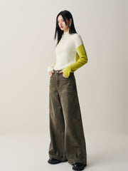 Women's Contrast Mock-Neck Knit Top