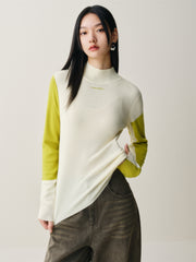 Women's Contrast Mock-Neck Knit Top